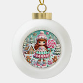 Sweet Winter Weihnachtsfest Girl Candy Keramik Kugel-Ornament (Vorderseite)
