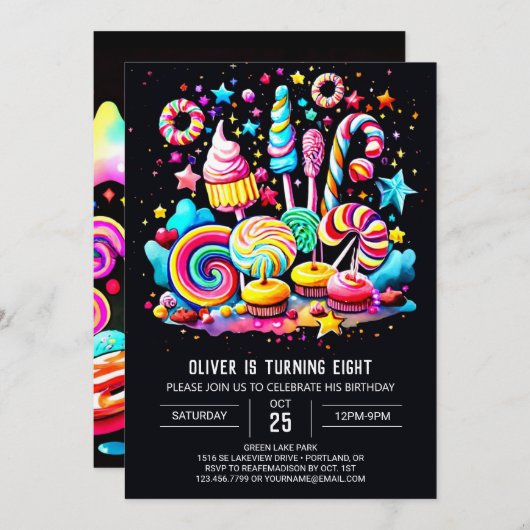 Sweet Wonderland Celebration Birthday Einladung (Vorne/Hinten)