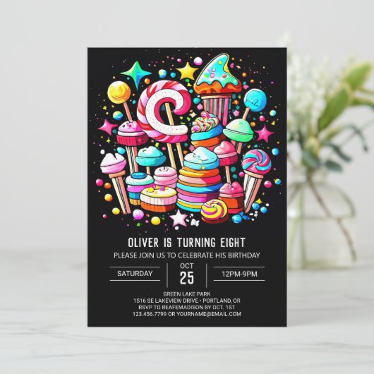 Sweet Wonderland Gala Birthday Einladung (Stehend Vorderseite)