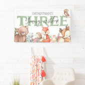Sweet Woodland Animal 3. Geburtstags-Party Banner (Insitu)