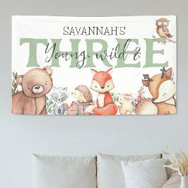 Sweet Woodland Animal 3. Geburtstags-Party Banner