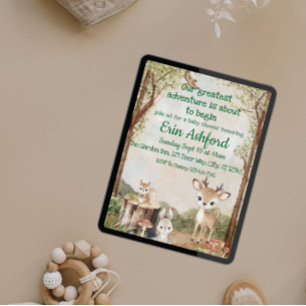 Sweet Woodland Animal Adventure fängt Babydusche a Einladung