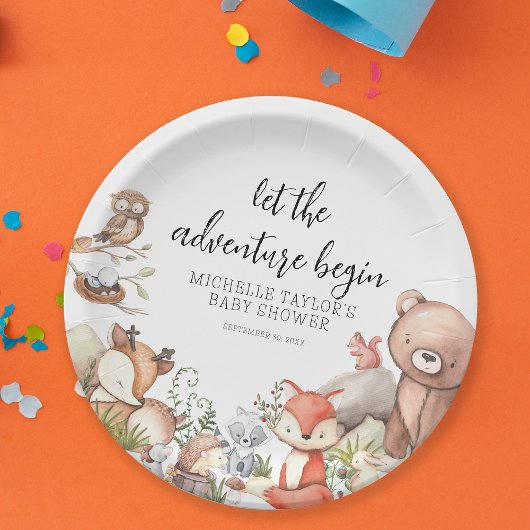 Sweet Woodland Animal Baby Dusche Papier Teller