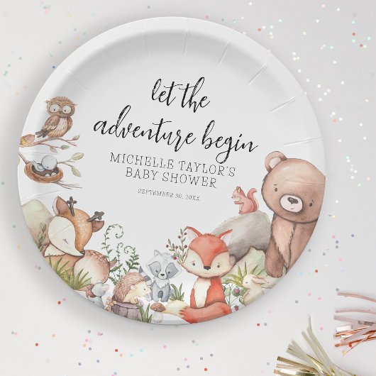 Sweet Woodland Animal Baby Dusche Papier Teller