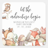 Sweet Woodland Animal Baby Dusche Square Sticker (Vorderseite)