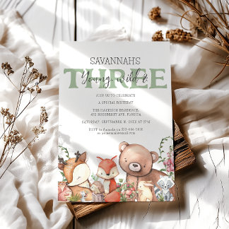 Sweet Woodland Animal Kindergeburtstag Party Einladung