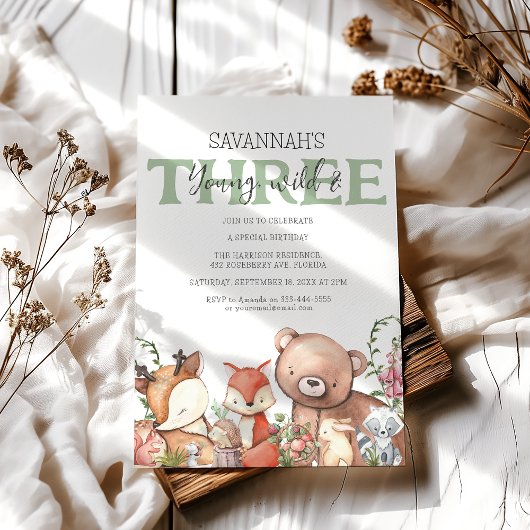 Sweet Woodland Animal Kindergeburtstag Party Einladung