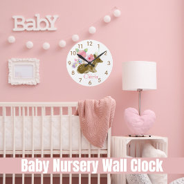 Sweet Woodland Animal Pink Kinderzimmer Clock Runde Wanduhr