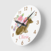 Sweet Woodland Animal Pink Kinderzimmer Clock Runde Wanduhr (Winkel)