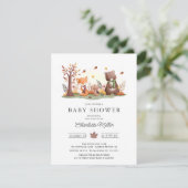 Sweet Woodland Animals Baby Dusche Einladung (Stehend Vorderseite)