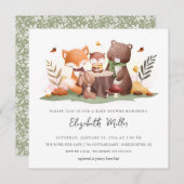 Sweet Woodland Animals Baby Dusche Einladung (Vorne/Hinten)