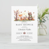 Sweet Woodland Animals Baby Dusche Einladung (Stehend Vorderseite)