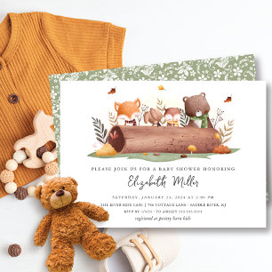 Sweet Woodland Animals Baby Dusche Einladung