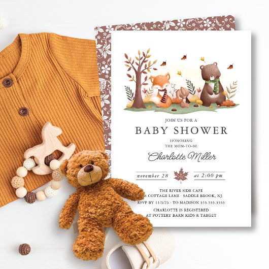 Sweet Woodland Animals Baby Dusche Einladung