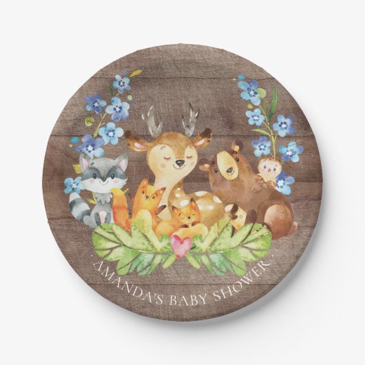 Sweet Woodland Animals Baby Shower 7" Plättchen Pappteller (Vorderseite)