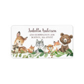 Sweet Woodland Animals Baby Showmarke Adressaufkleber (Vorne)