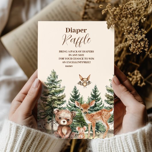 Sweet Woodland Animals Diapper Raffle Begleitkarte