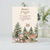Sweet Woodland Animals Diapper Raffle Begleitkarte (Stehend Vorderseite)