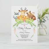 Sweet Woodland Animals Kinderdusche Einladung (Stehend Vorderseite)