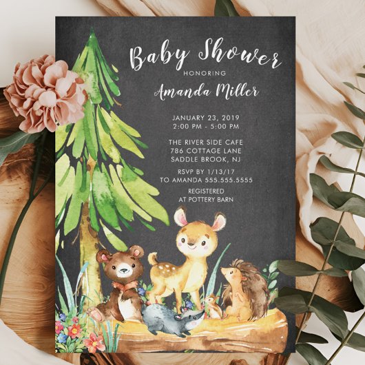 Sweet Woodland Animals Kinderdusche Einladung