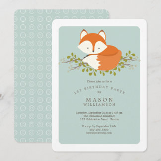 Sweet Woodland Baby Fox Geburtstagsfeier Einladung