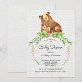 Sweet Woodland Bear Baby Dusche Einladung (Vorne/Hinten)