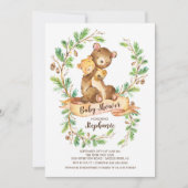 Sweet Woodland Bear Baby Dusche Einladung (Vorderseite)