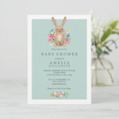 Sweet Woodland Bunny Baby Dusche Einladung (Stehend Vorderseite)