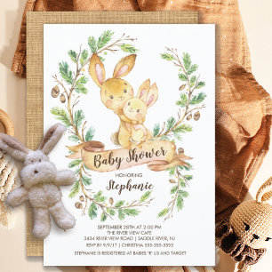 Sweet Woodland Bunny Baby Dusche Einladung