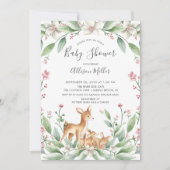 Sweet Woodland Deer Twins Kinderdusche Einladung (Vorderseite)