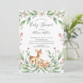 Sweet Woodland Deer Twins Kinderdusche Einladung (Stehend Vorderseite)