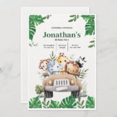 Sweet Woodland Forest Animals 4st Birthday Boy Einladung (Vorne/Hinten)