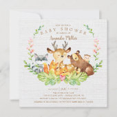 Sweet Woodland Forest Animals Baby Dusche Einladung (Vorderseite)