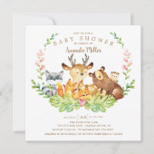 Sweet Woodland Forest Animals Baby Dusche Einladung (Vorderseite)