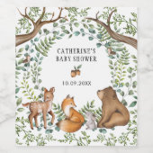 Sweet Woodland Forest Animals Baby Shower Favorite Weinetikett (Einzelnes Label)