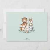 Sweet Woodland Forest Animals Grüne Geburtstag Einladung (Rückseite)