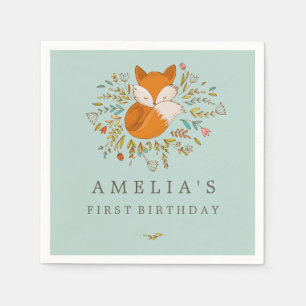 Sweet Woodland Fox 1. Geburtstag Napkin Serviette