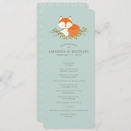 Sweet Woodland Fox Event Program Programm (Vorne/Hinten)