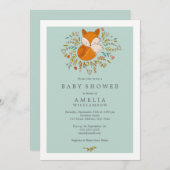 Sweet Woodland Fox Kinderdusche Einladung (Vorne/Hinten)