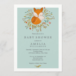 Sweet Woodland Fox Kinderdusche Einladung