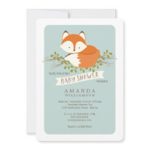 Sweet Woodland Fox Kinderdusche Einladung