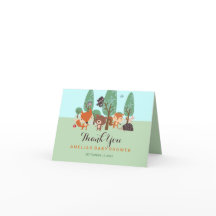 Sweet Woodland Friends Kinderdusche Danke Karte