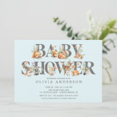 Sweet Woodland Friends Kinderdusche Einladung (Stehend Vorderseite)