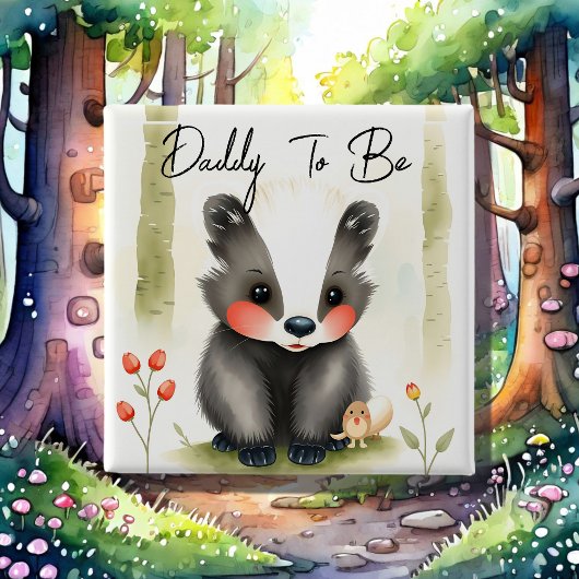 Sweet Woodland Skunk Daddy zu Baby Dusche Button