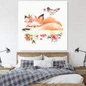 Sweet Woodlands Baby Fox Floral Leinwanddruck (Insitu (Schlafzimmer))