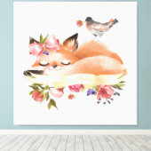 Sweet Woodlands Baby Fox Floral Leinwanddruck (Insitu (Holzboden))