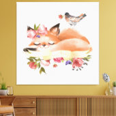 Sweet Woodlands Baby Fox Floral Leinwanddruck (Insitu (Wohnzimmer))