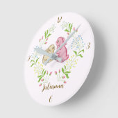 Sweet Wreath Bunny Round Clock Runde Wanduhr (Winkel)