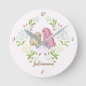 Sweet Wreath Bunny Round Clock Runde Wanduhr (Vorderseite)