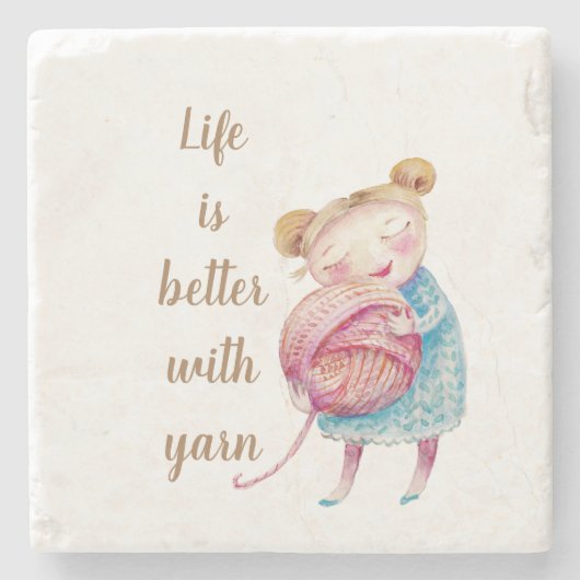 Sweet Yarn Lover Acrylic Steinuntersetzer (Vorderseite)